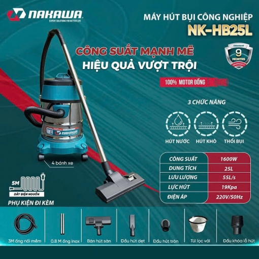 Máy hút bụi 25 lít Nakawa